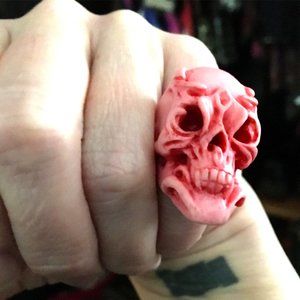 MACABREGADGETSPinkOrchidSkullRing-5